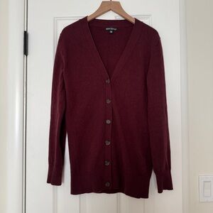 J.Crew Mercantile Deep Burgundy Button-Up Wool / Cotton Blend Long Cardigan XXS